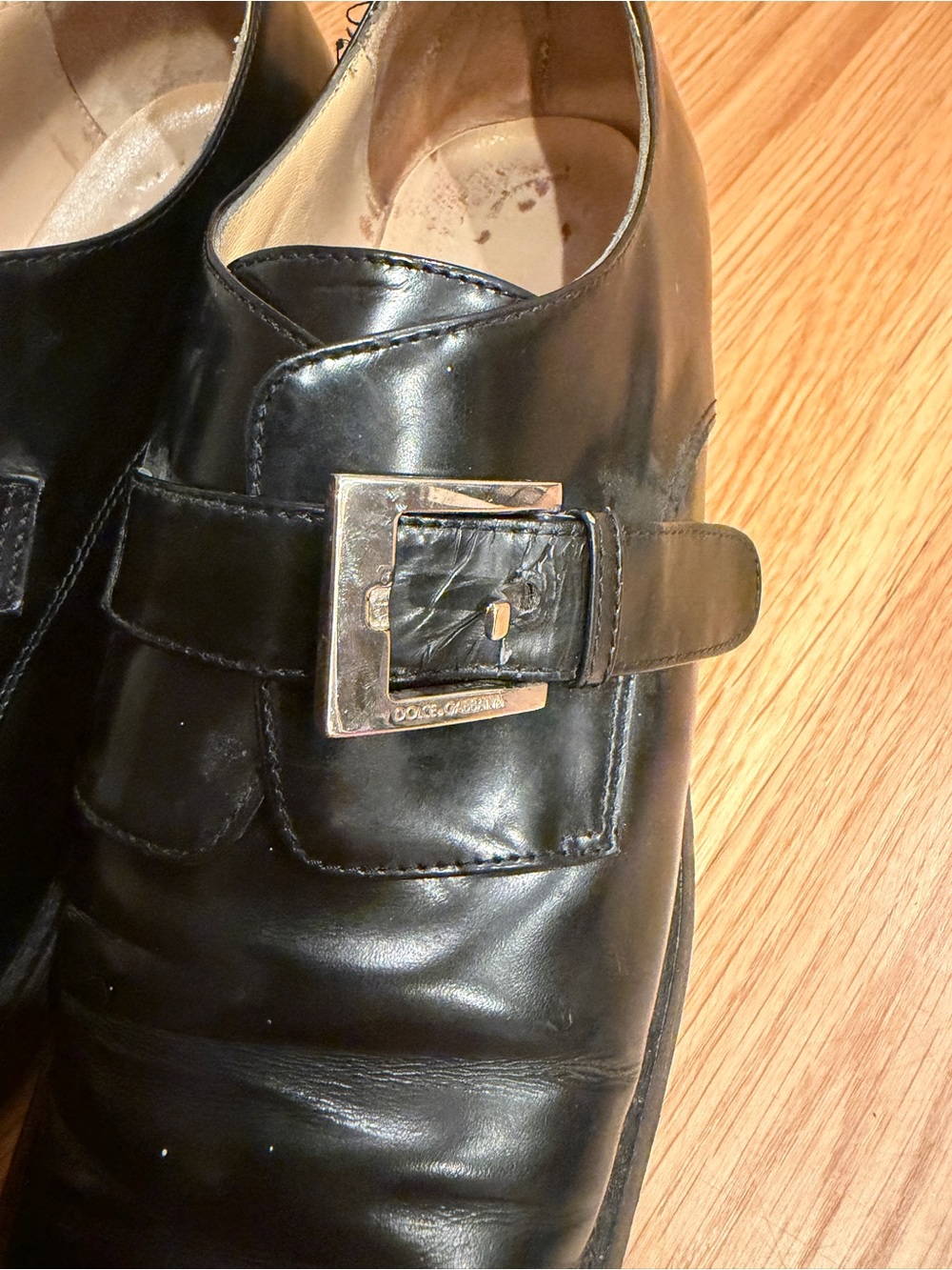 Dolce & Gabbana Black Leather Single Monk Strap Dress Shoes - Picture 2 of 9
